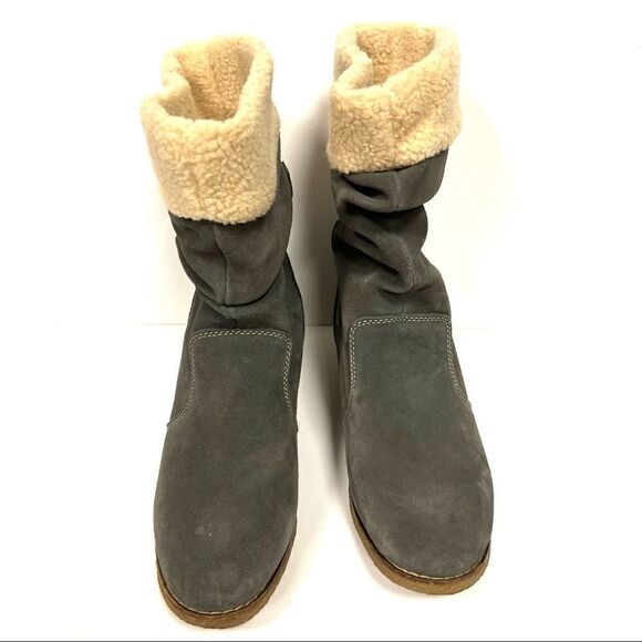 Lands End grey suede boots with faux fur lining. 9.5 - Picture 1 of 7